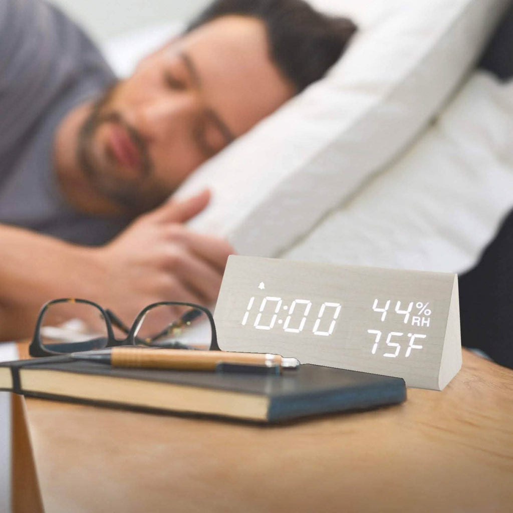 Digital Alarm Clock with Wooden Electronic LED Time Display by DailySale