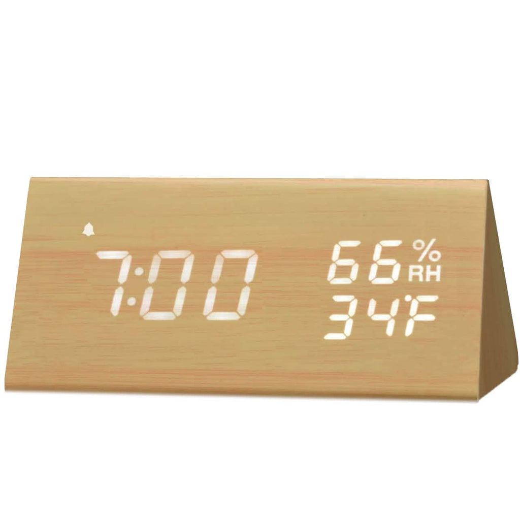 Digital Alarm Clock with Wooden Electronic LED Time Display by DailySale