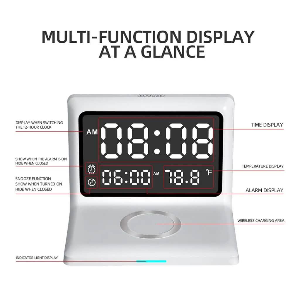 Digital Mirror Clock Wireless Charging Alarm Clock by DailySale