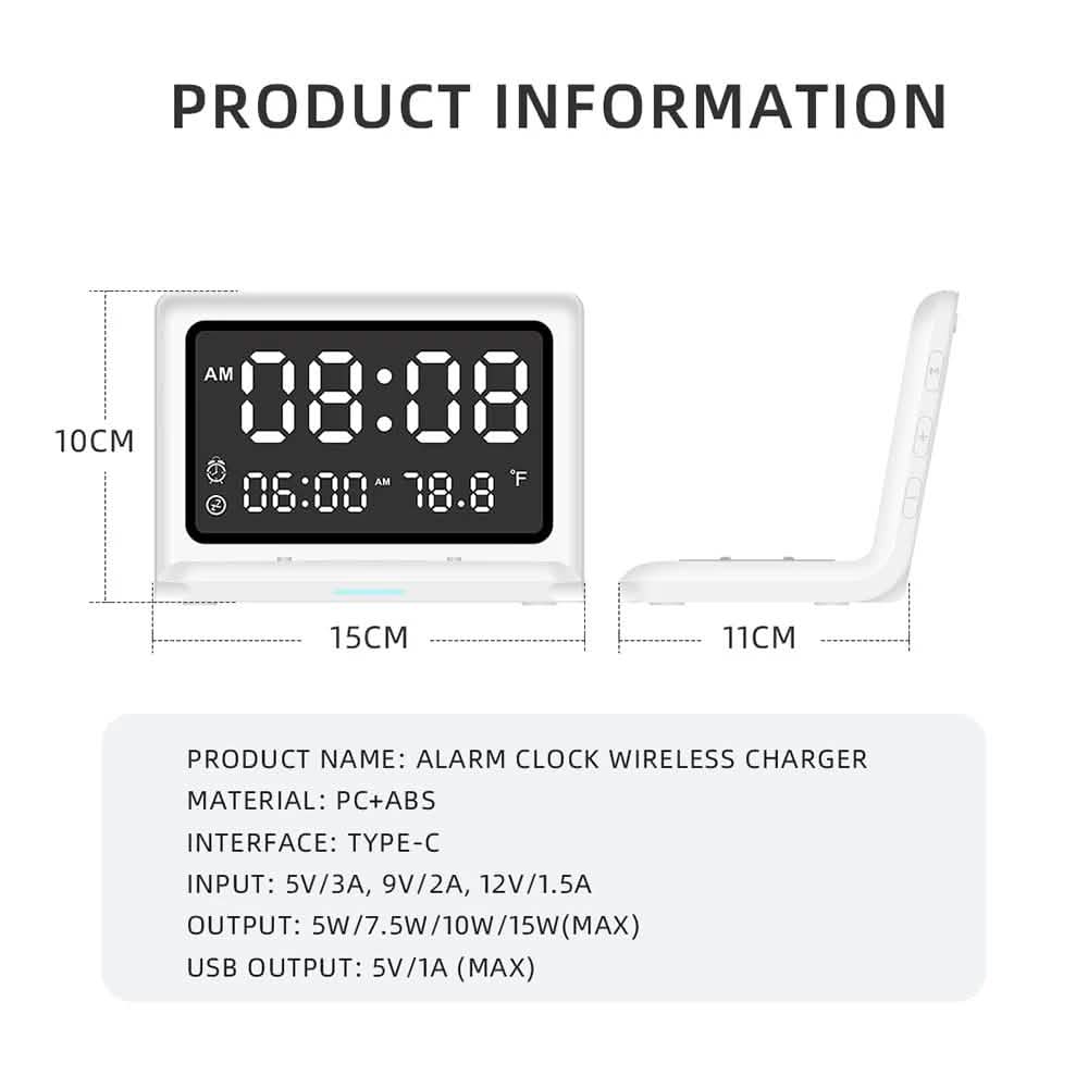 Digital Mirror Clock Wireless Charging Alarm Clock by DailySale