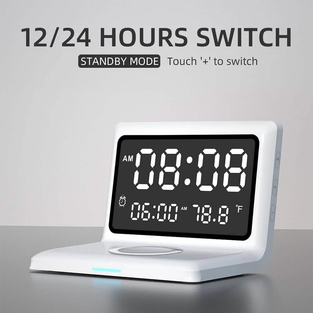 Digital Mirror Clock Wireless Charging Alarm Clock by DailySale