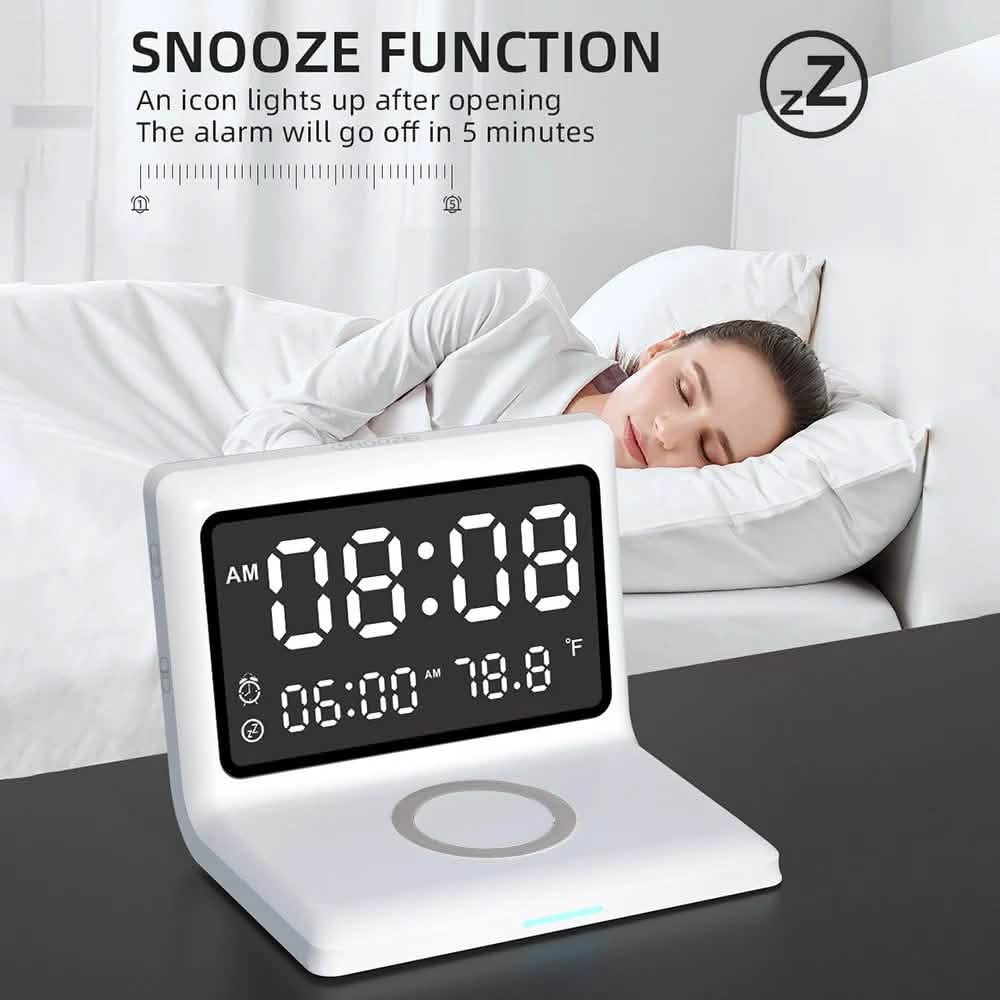 Digital Mirror Clock Wireless Charging Alarm Clock by DailySale