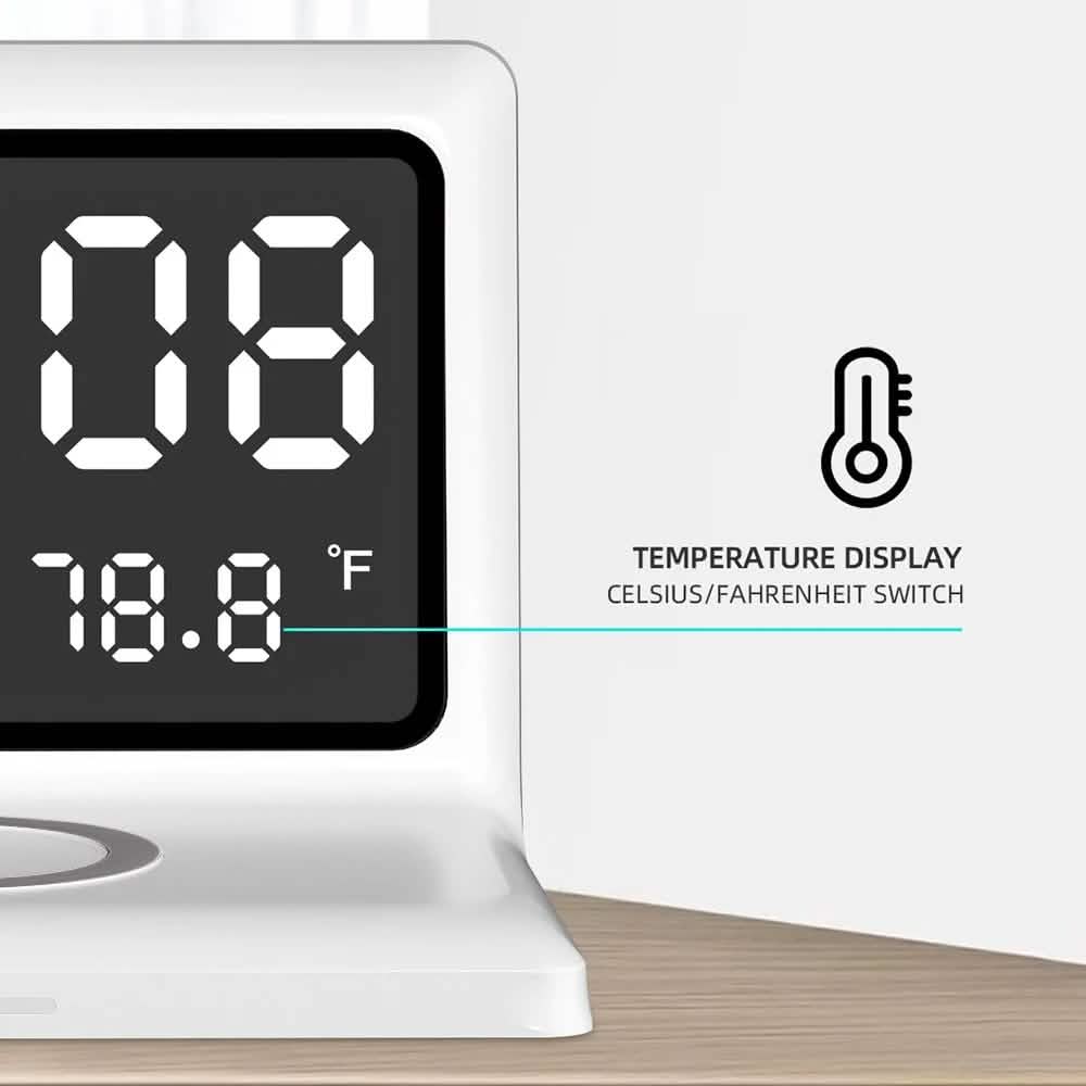 Digital Mirror Clock Wireless Charging Alarm Clock by DailySale