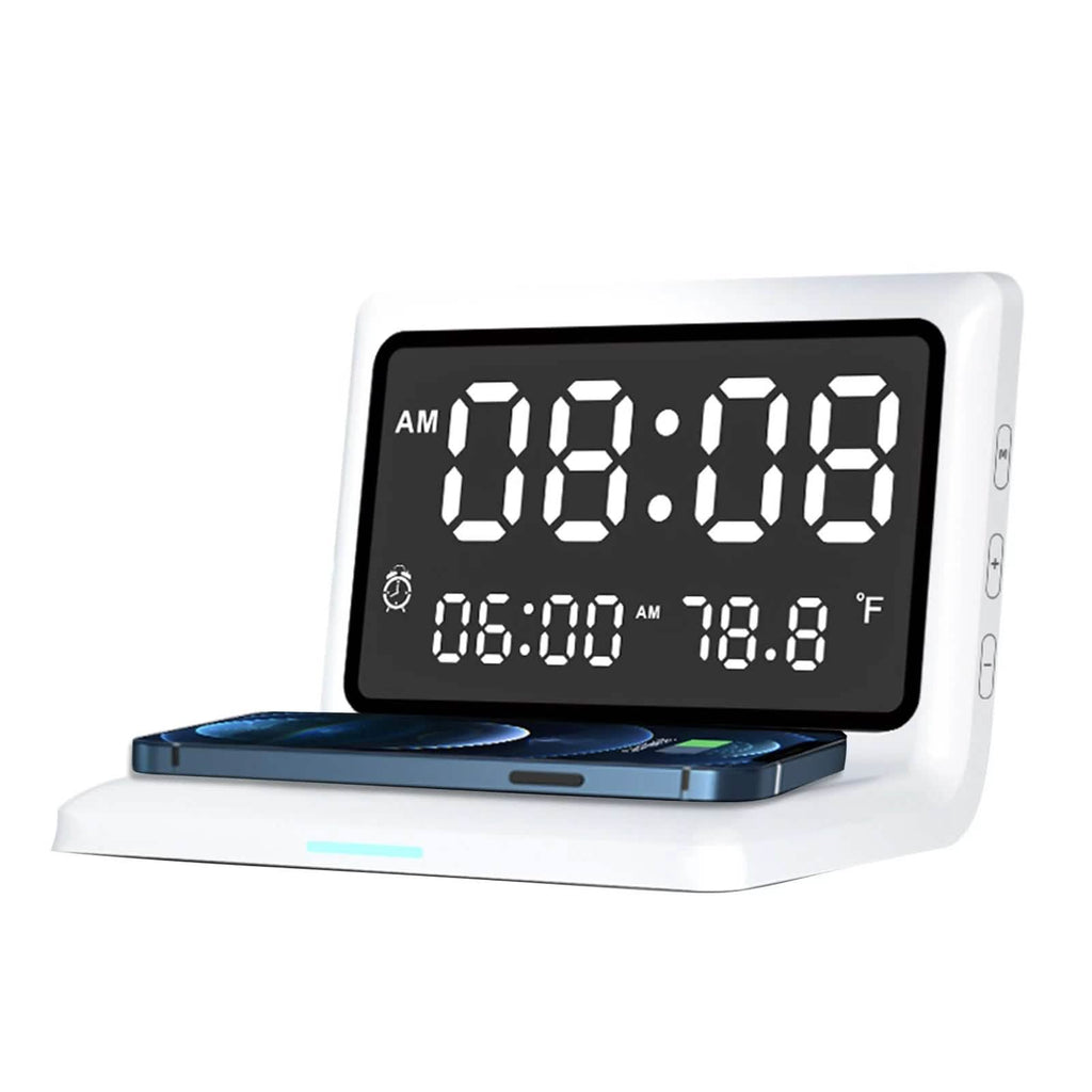 Digital Mirror Clock Wireless Charging Alarm Clock by DailySale
