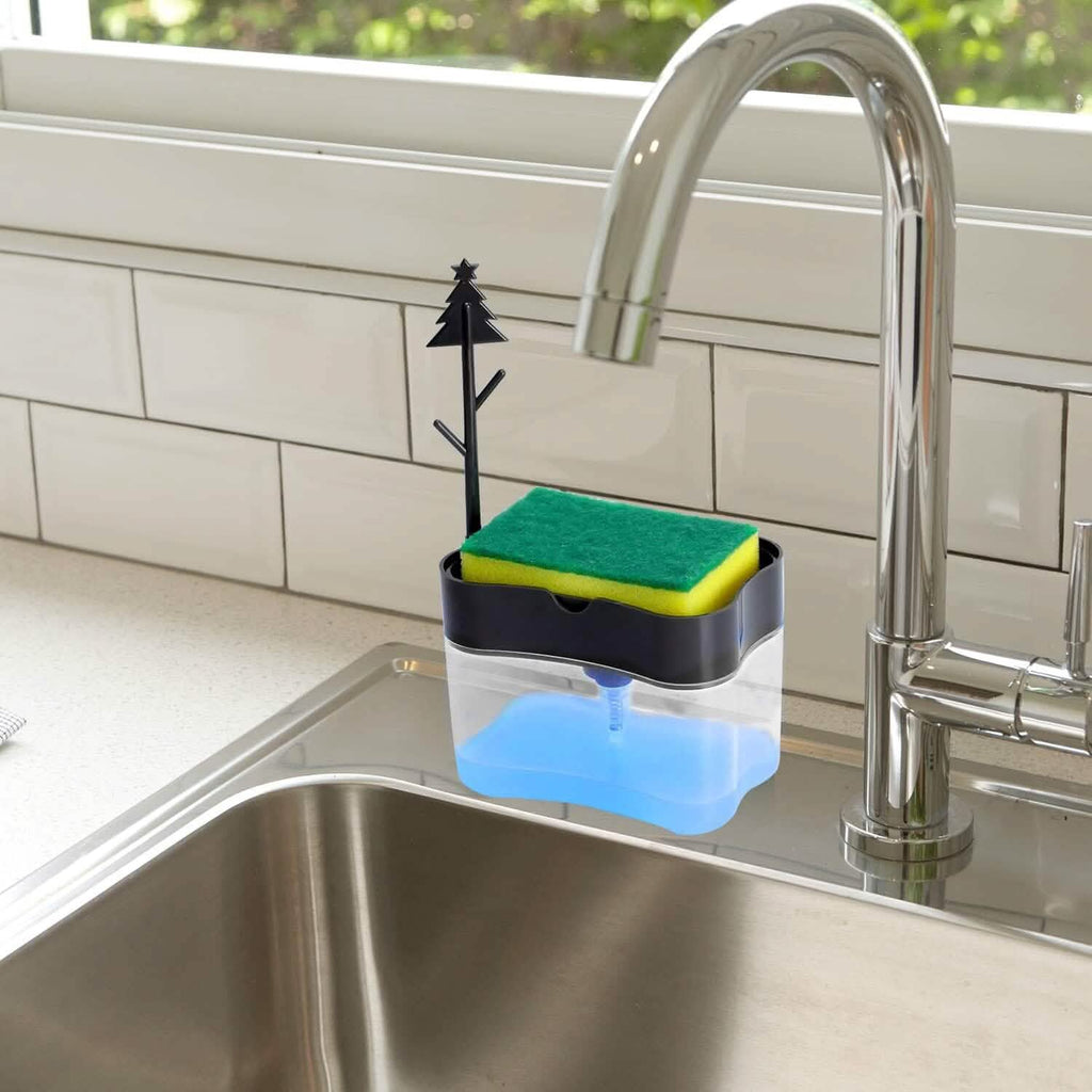 Dish Soap Dispenser and Sponge Holder Metallic Silver by DailySale
