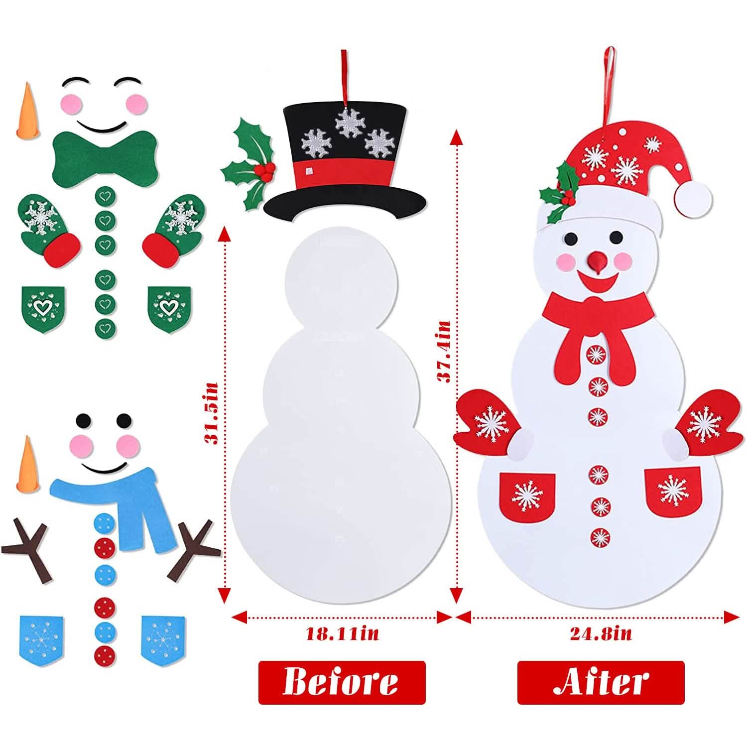 DIY Felt Christmas Hanging Decorations Kits with 54 Piece Detachable Ornaments by DailySale