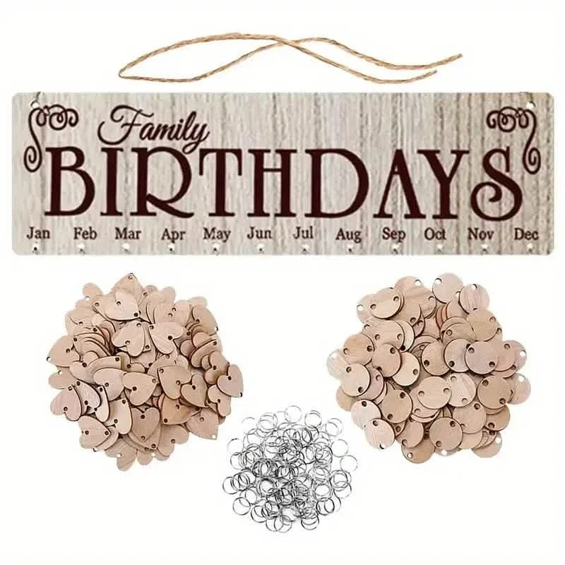 DIY Wooden Family Birthday Board Hanging Sign Pendant by DailySale