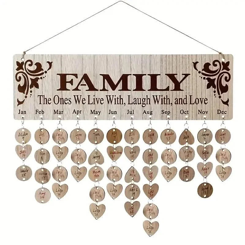 DIY Wooden Family Birthday Board Hanging Sign Pendant by DailySale