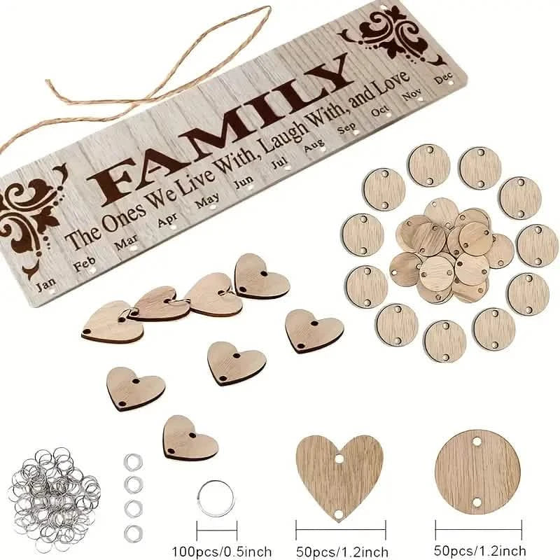 DIY Wooden Family Birthday Board Hanging Sign Pendant by DailySale
