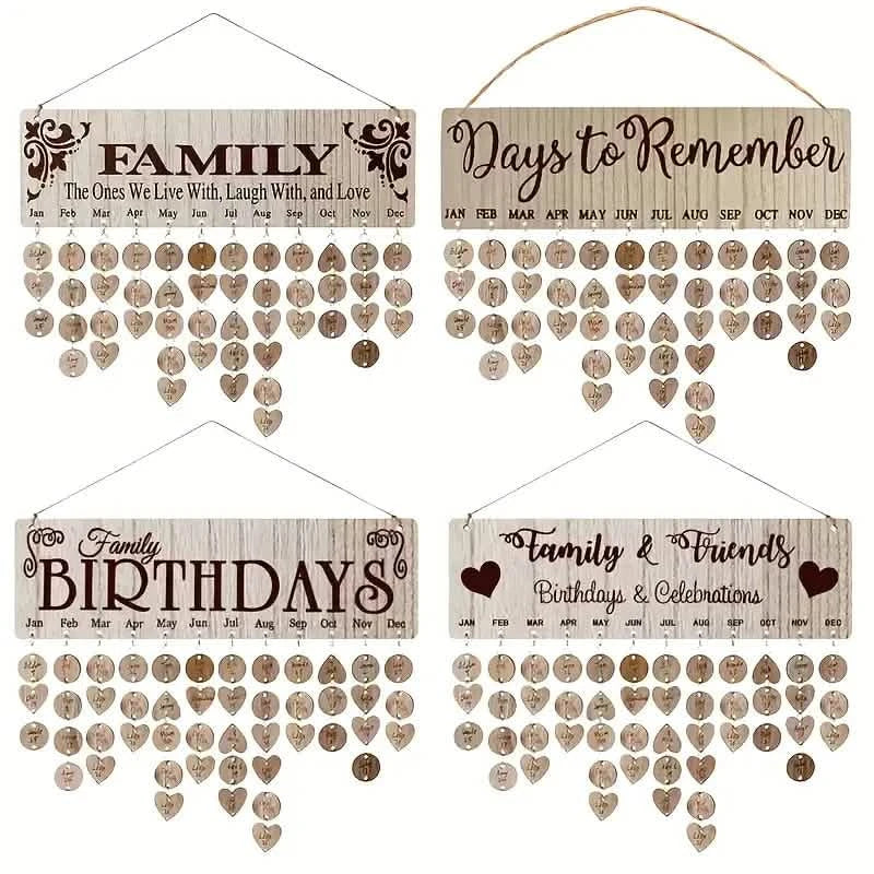DIY Wooden Family Birthday Board Hanging Sign Pendant by DailySale