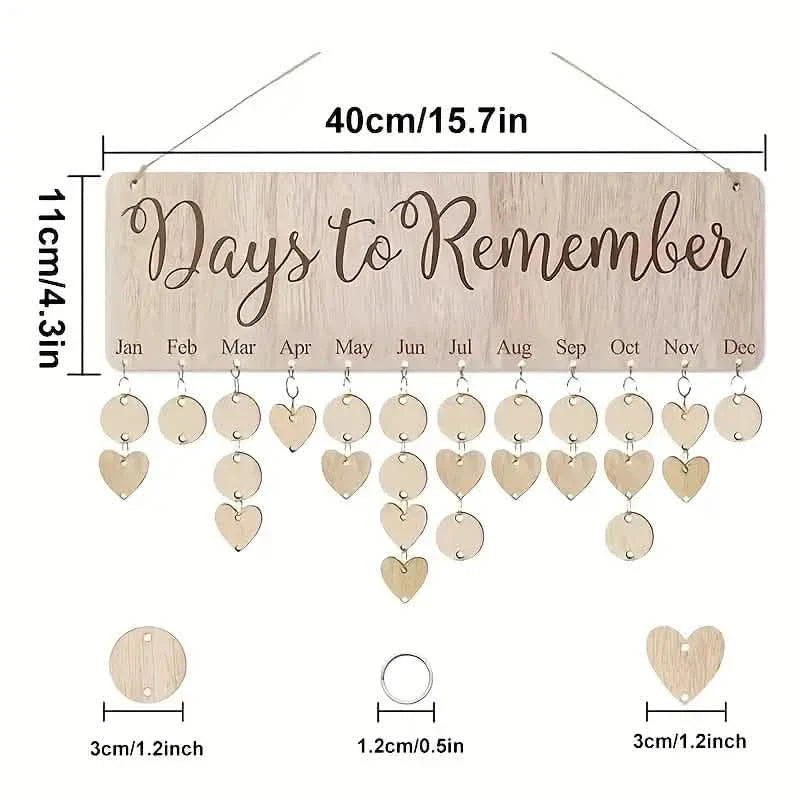 DIY Wooden Family Birthday Board Hanging Sign Pendant by DailySale