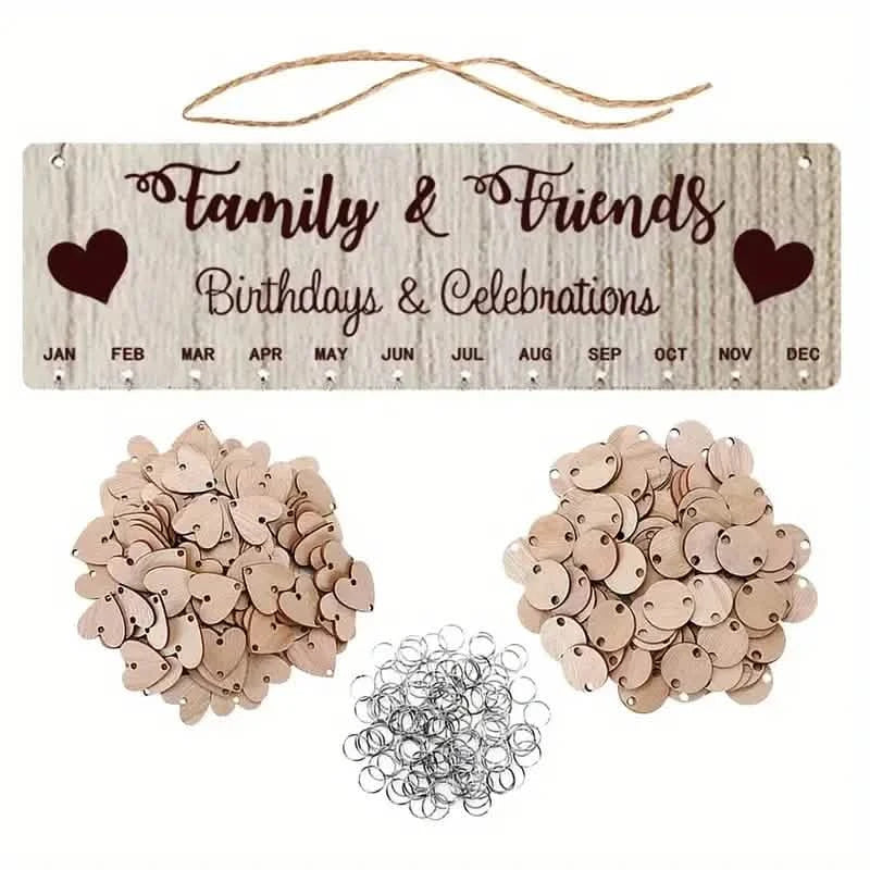 DIY Wooden Family Birthday Board Hanging Sign Pendant by DailySale