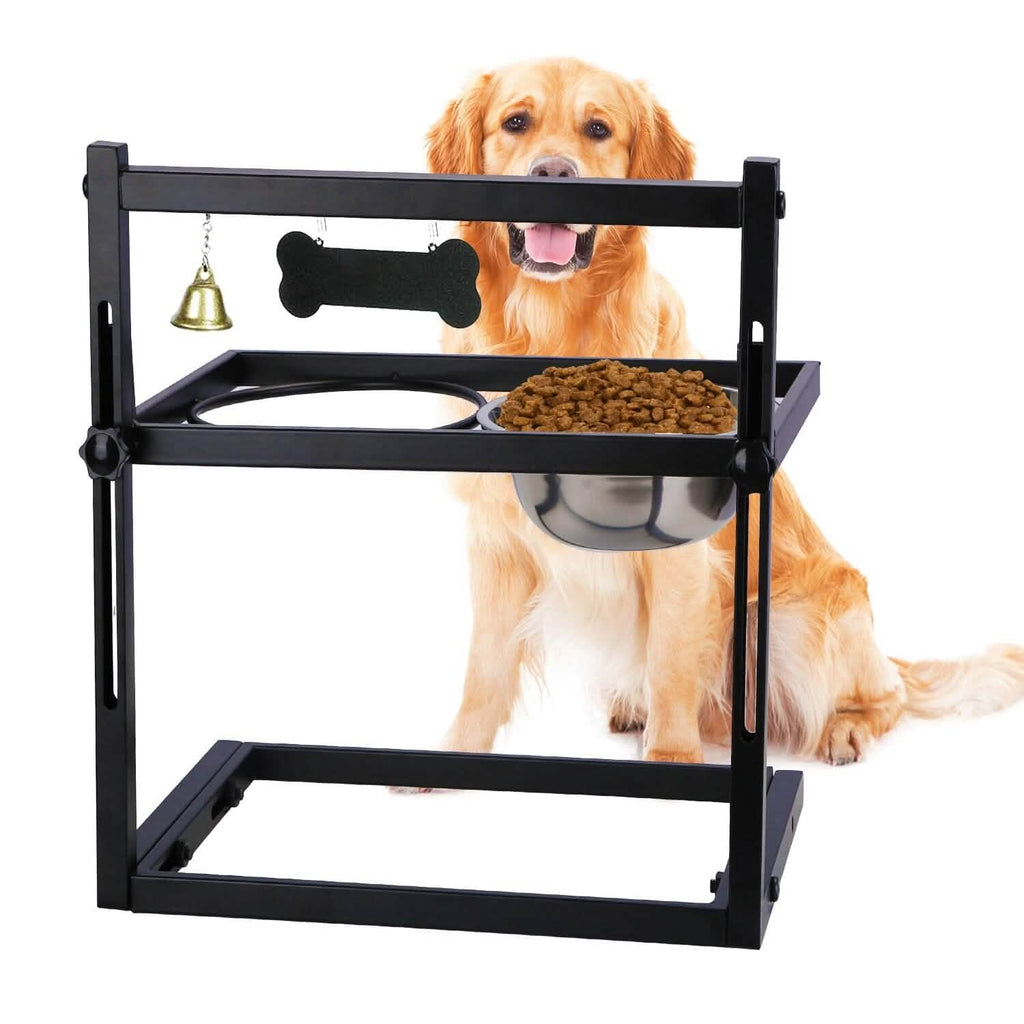 Dog Raised Bowls with Adjustable Height Stainless Steel by DailySale