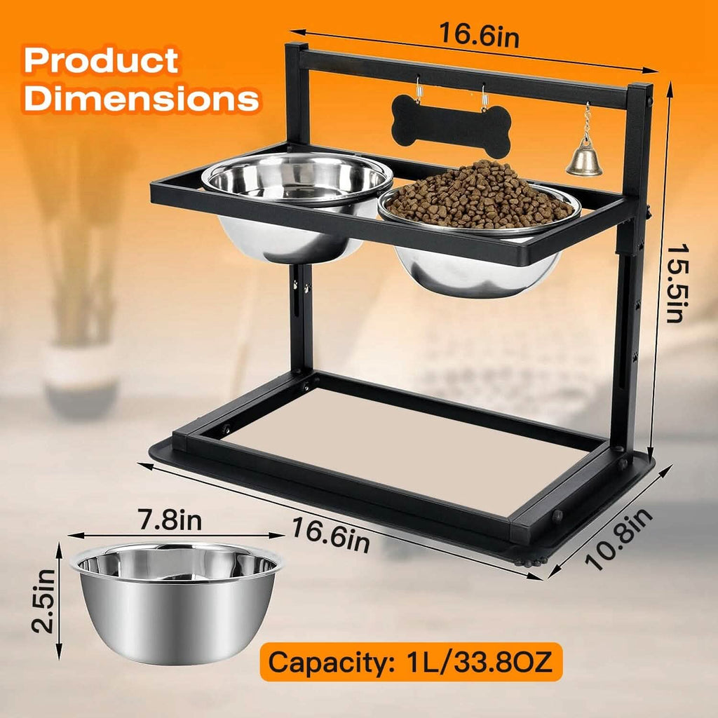 Dog Raised Bowls with Adjustable Height Stainless Steel by DailySale