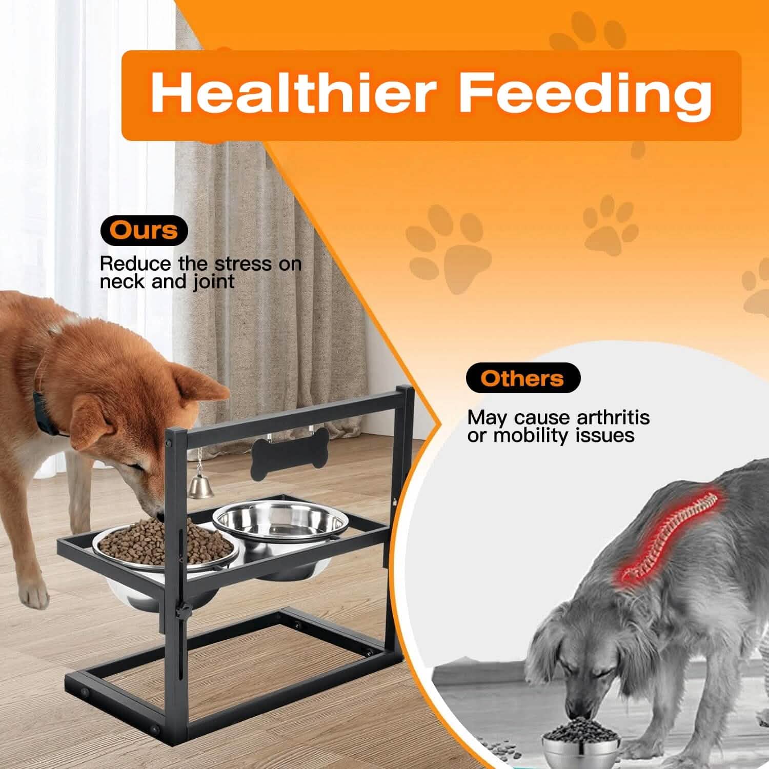 Dog Raised Bowls with Adjustable Height Stainless Steel by DailySale