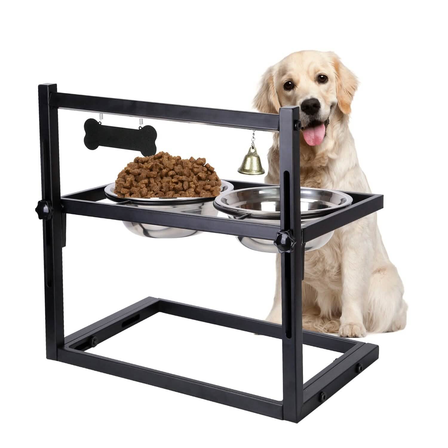 Dog Raised Bowls with Adjustable Height Stainless Steel by DailySale