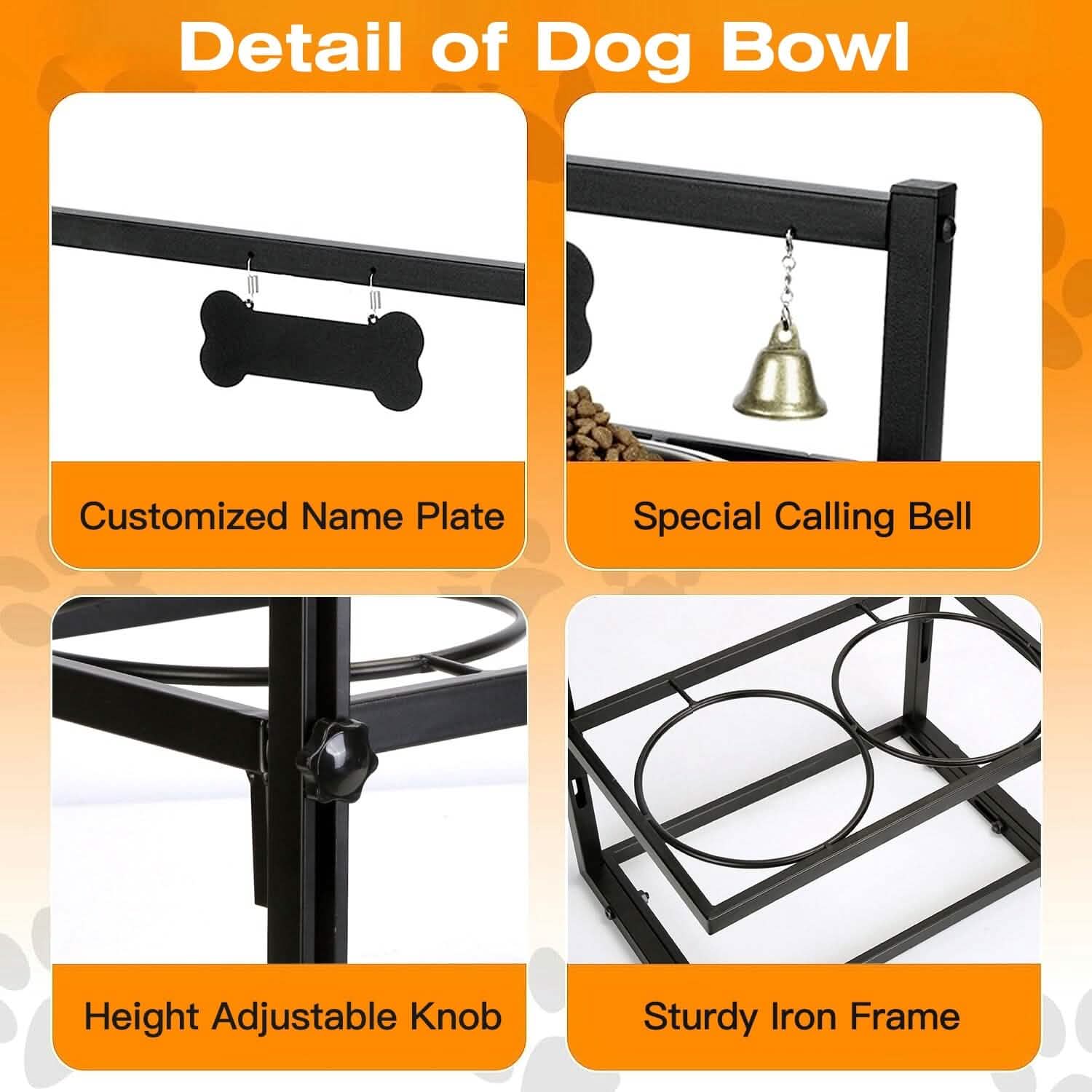 Dog Raised Bowls with Adjustable Height Stainless Steel by DailySale