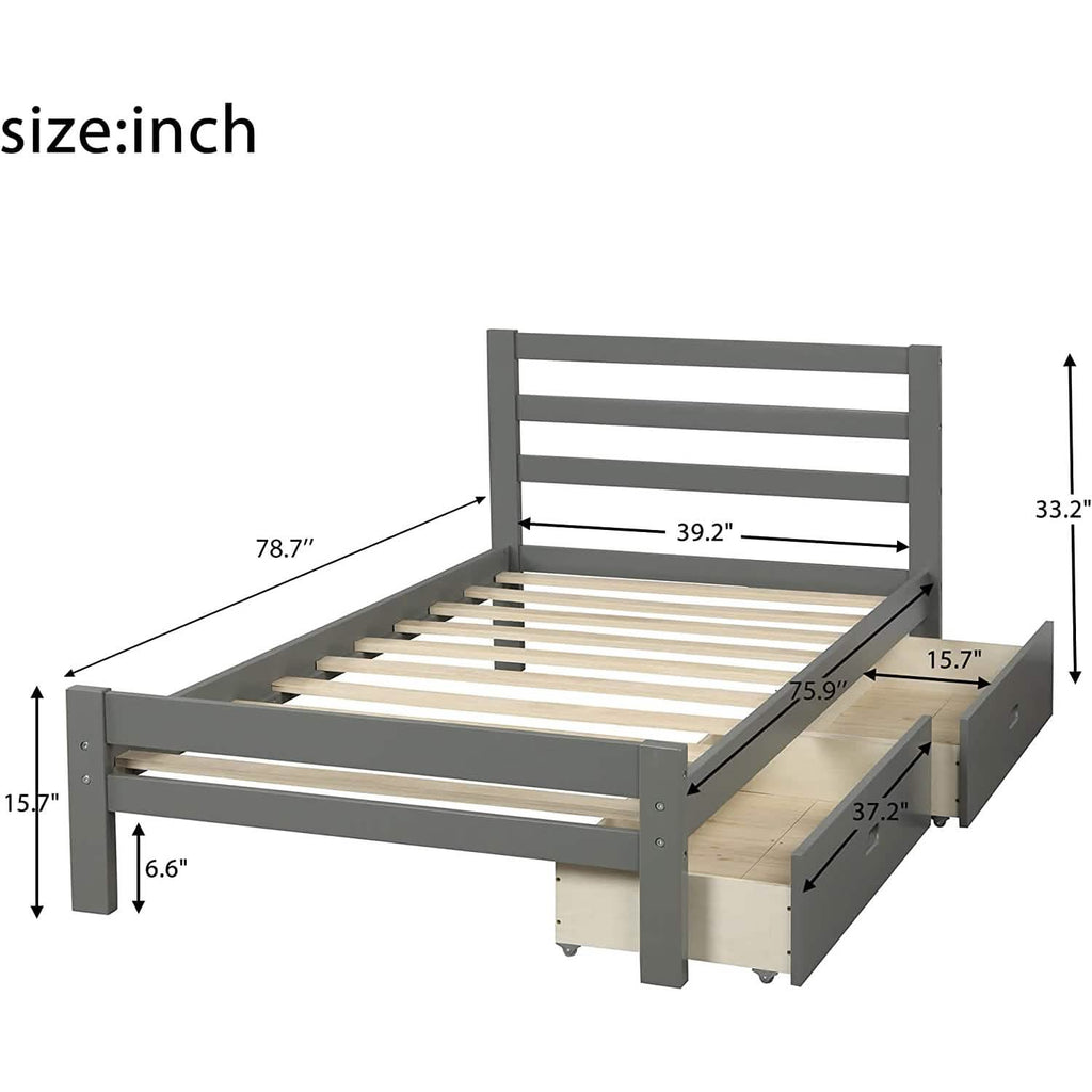 Platform Bed with Two Storage Drawers by DailySale