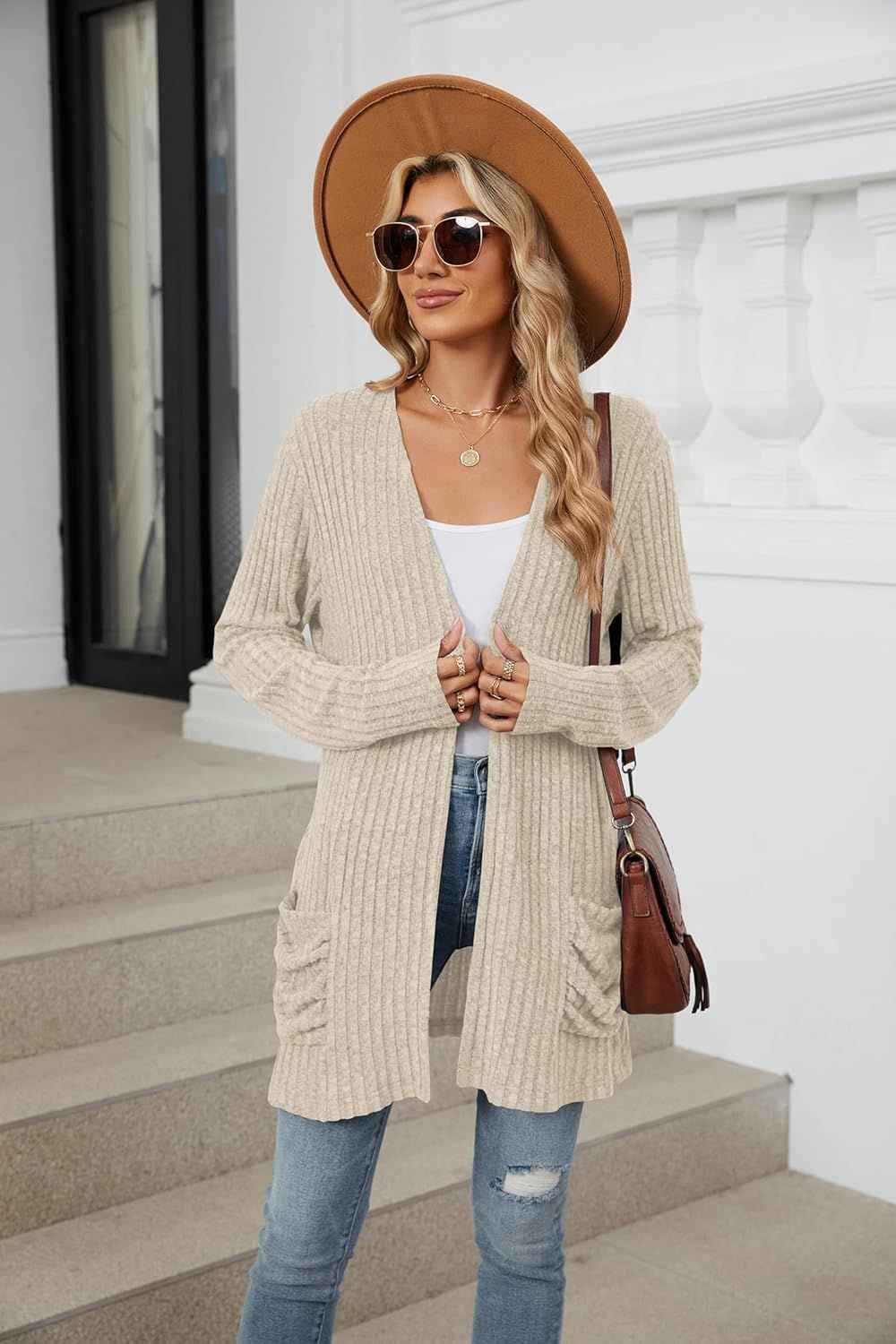 Women's lightweight cardigan, fashionable and casual, oversized long sleeved cardigan sweater, loose dress, autumn holiday top