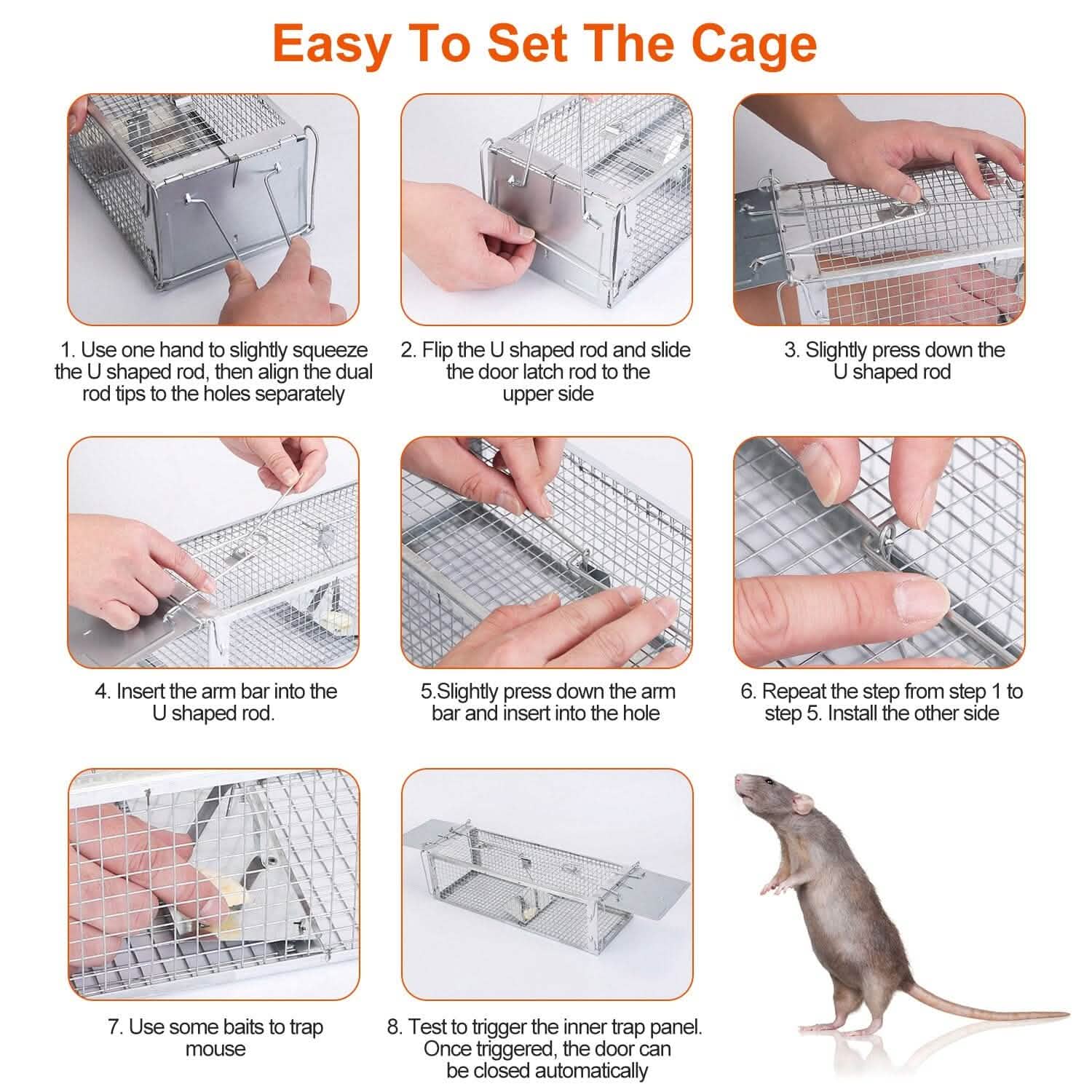 Dual Door Rat Trap Cage Humane with 2 Detachable U Shape Rod by DailySale