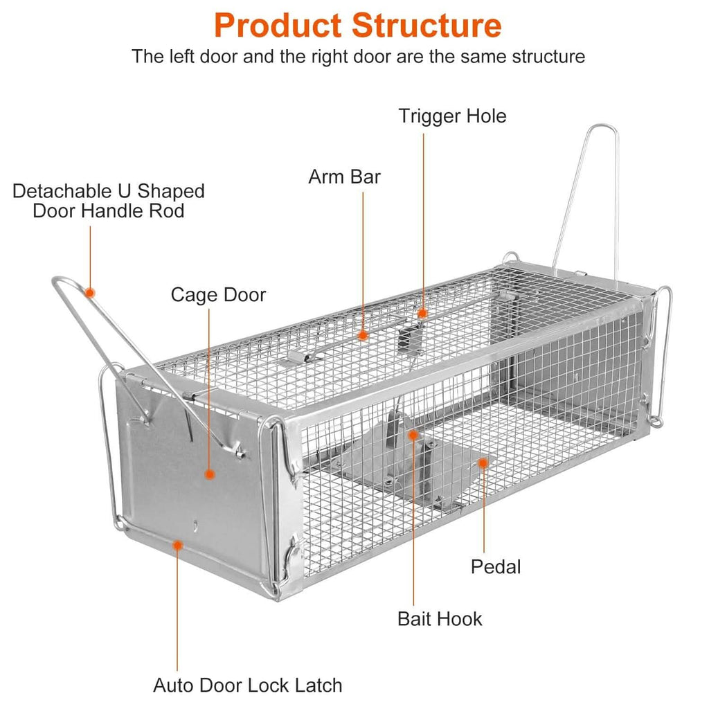 Dual Door Rat Trap Cage Humane with 2 Detachable U Shape Rod by DailySale