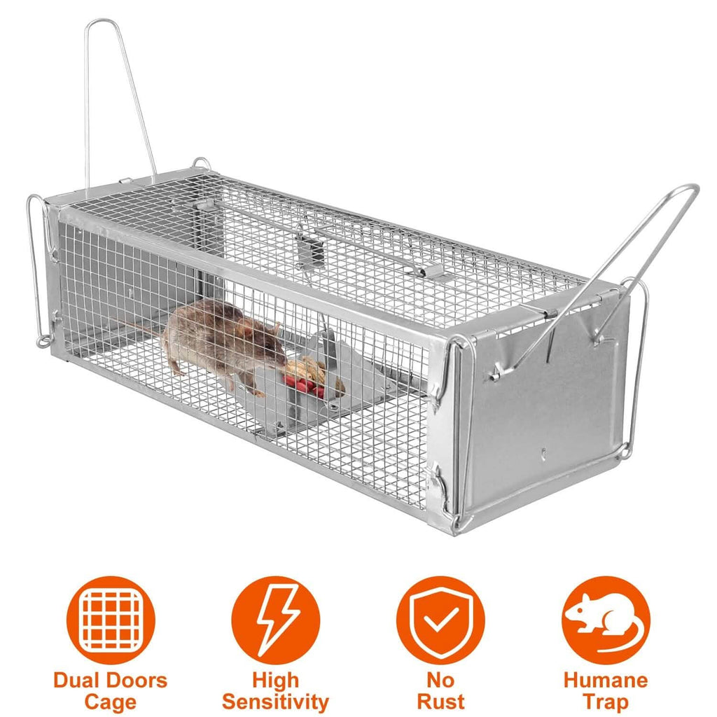 Dual Door Rat Trap Cage Humane with 2 Detachable U Shape Rod by DailySale