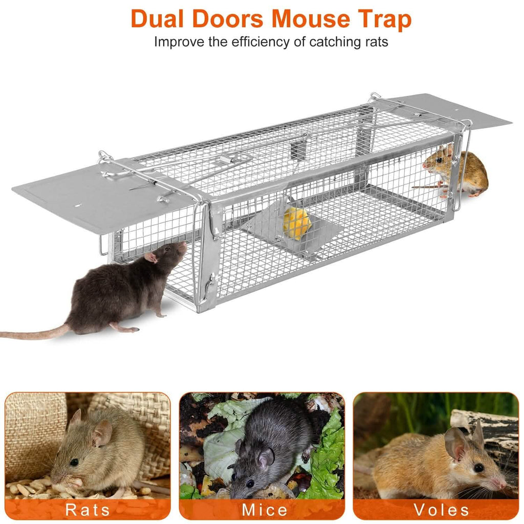 Dual Door Rat Trap Cage Humane with 2 Detachable U Shape Rod by DailySale