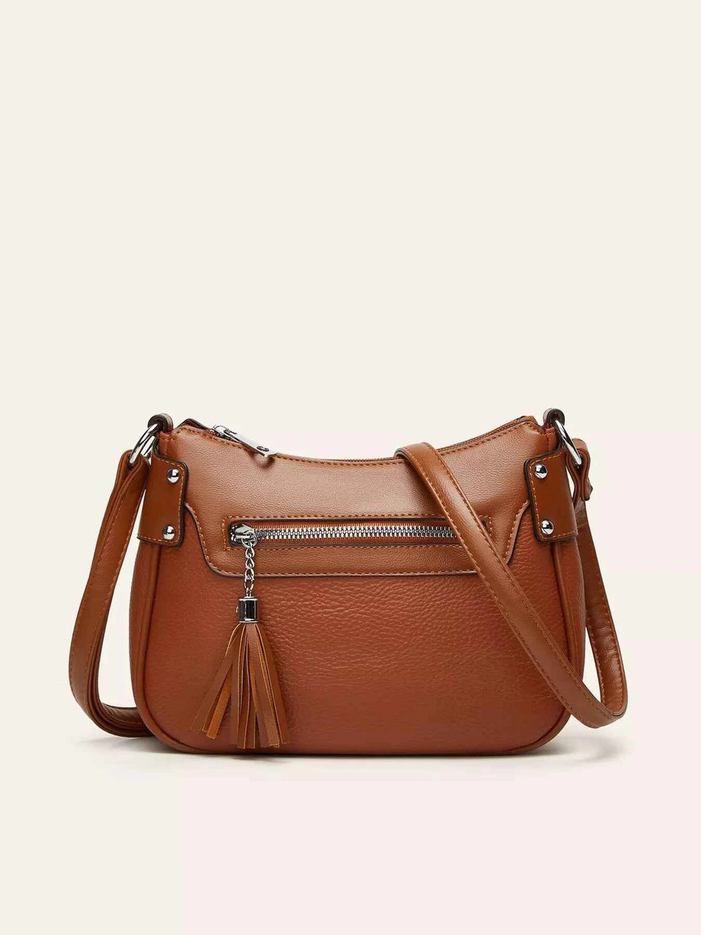 Tassel Decor PU Leather Crossbody Bag