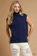 Umgee High-Low Turtleneck Sleeveless Sweater Top