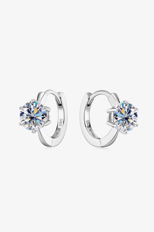 2 Carat Moissanite 925 Sterling Silver Huggie Earrings by Wild and Free Boutique