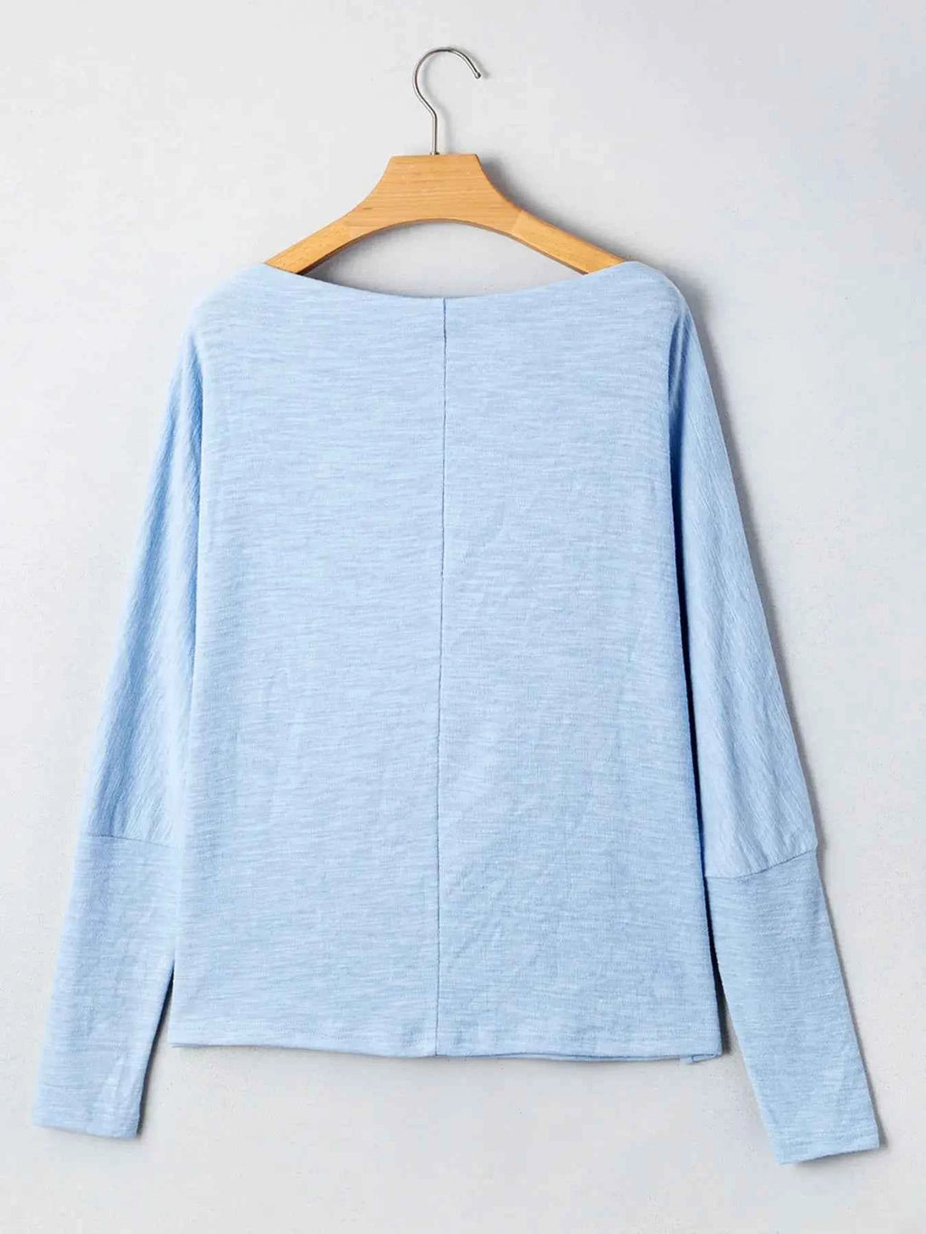 Solid Color Batwing Long Sleeve Top