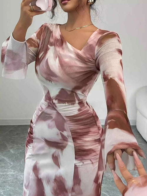 Asymmetrical Neck Long Sleeve Maxi Dress by Wild and Free Boutique