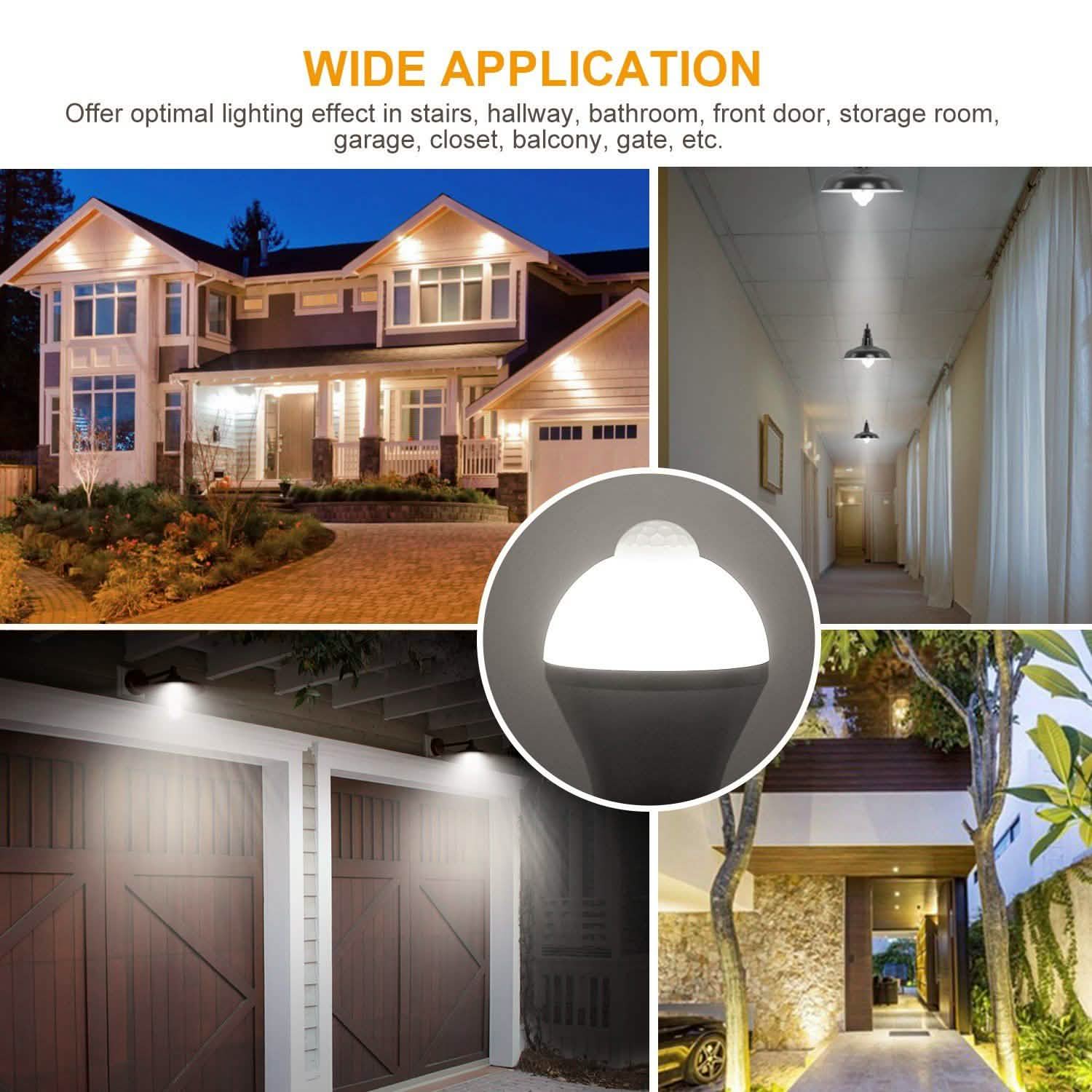 E27 Motion Sensor Light Bulb 1000LM 6500K Dust to Dawn Automatic by DailySale