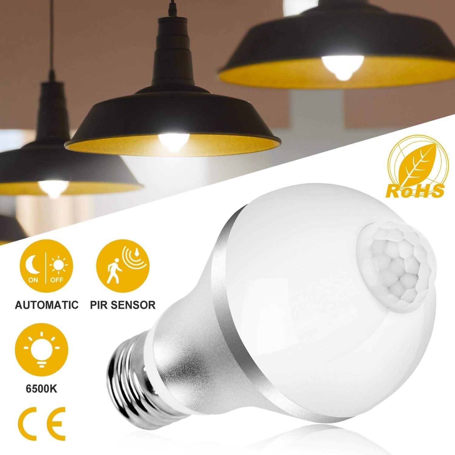 E27 Motion Sensor Light Bulb 1000LM 6500K Dust to Dawn Automatic by DailySale