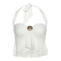 Women's Pure Hot Girl Metal Shell Button Vest Top