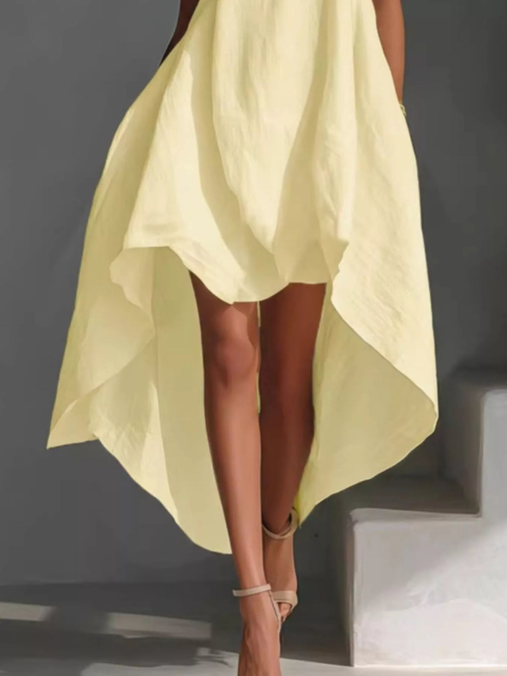 High-Low Round Neck Sleeveless Dress by Shopiebay