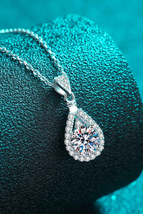 2 Carat Moissanite Teardrop Pendant 925 Sterling Silver Necklace by Wild and Free Boutique