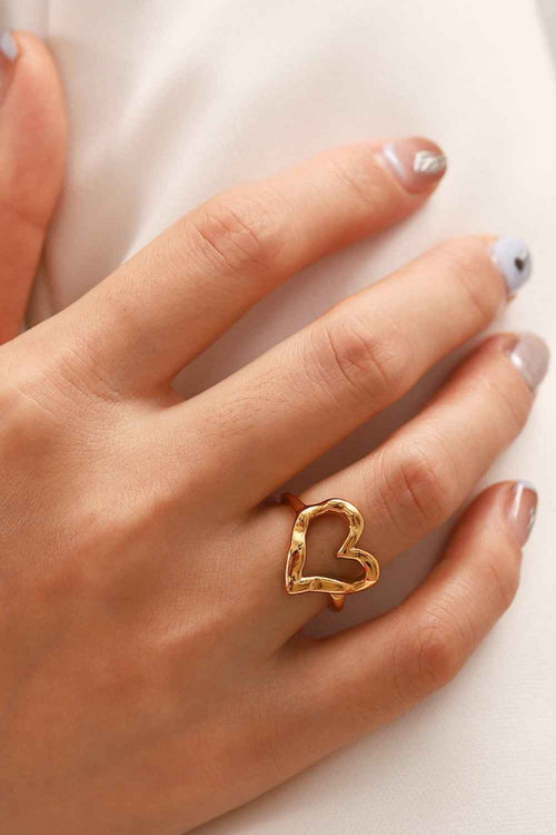 18K Gold Plated Heart-Shaped Ring by Wild and Free Boutique