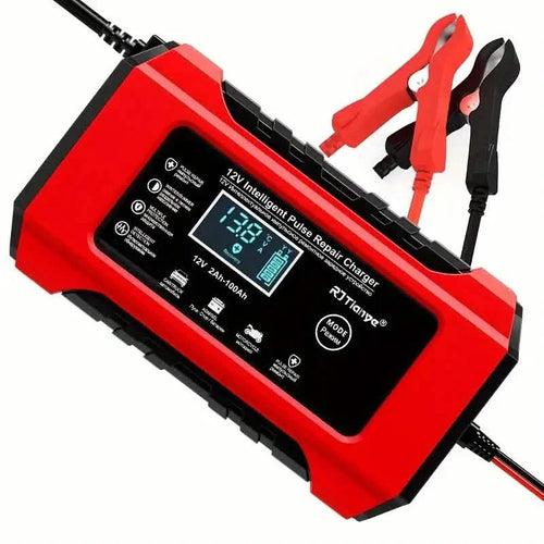 12V Intelligent Pulse Repair Smart Battery Charger with LCD Display by DailySale