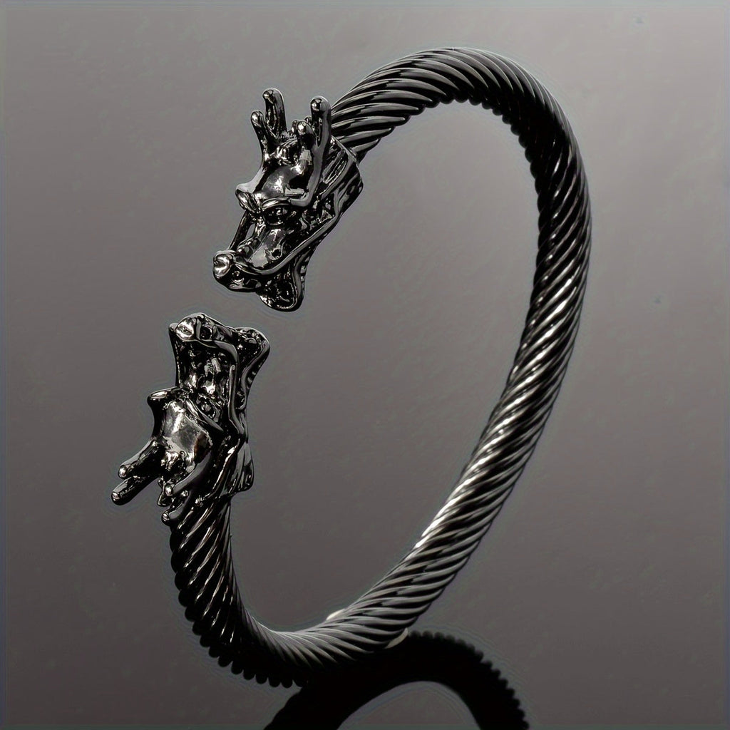 Double Dragon Copper Bracelet – Rock & Hip-Hop Style, Unisex by DailySale