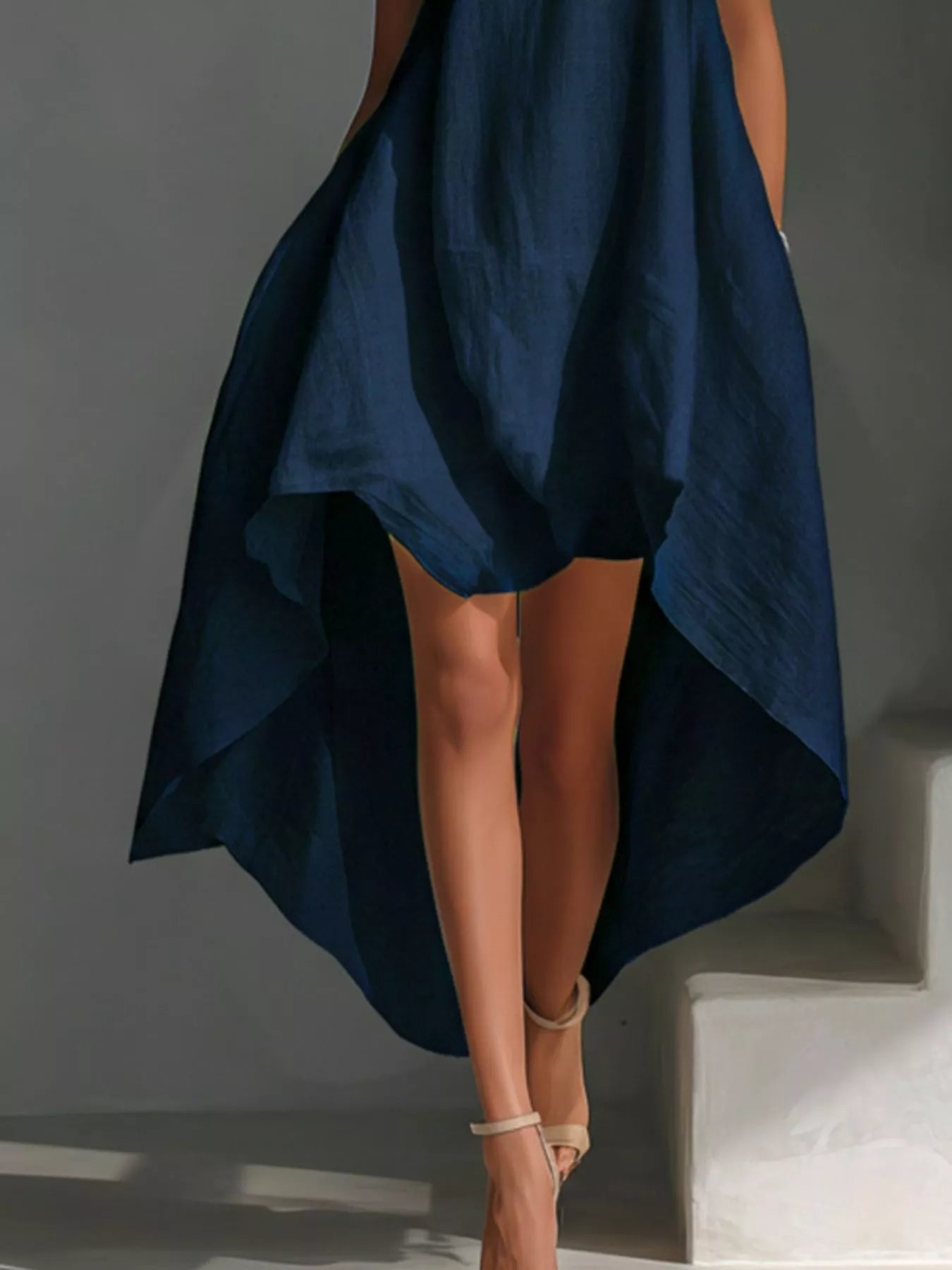 High-Low Round Neck Sleeveless Dress by Shopiebay