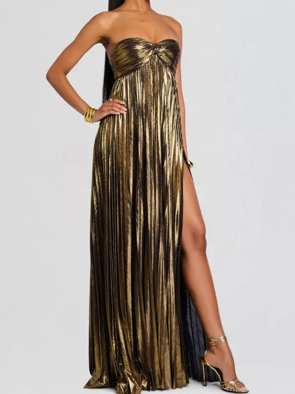 Split Sweetheart Neck Tube Maxi Dress by Shopiebay