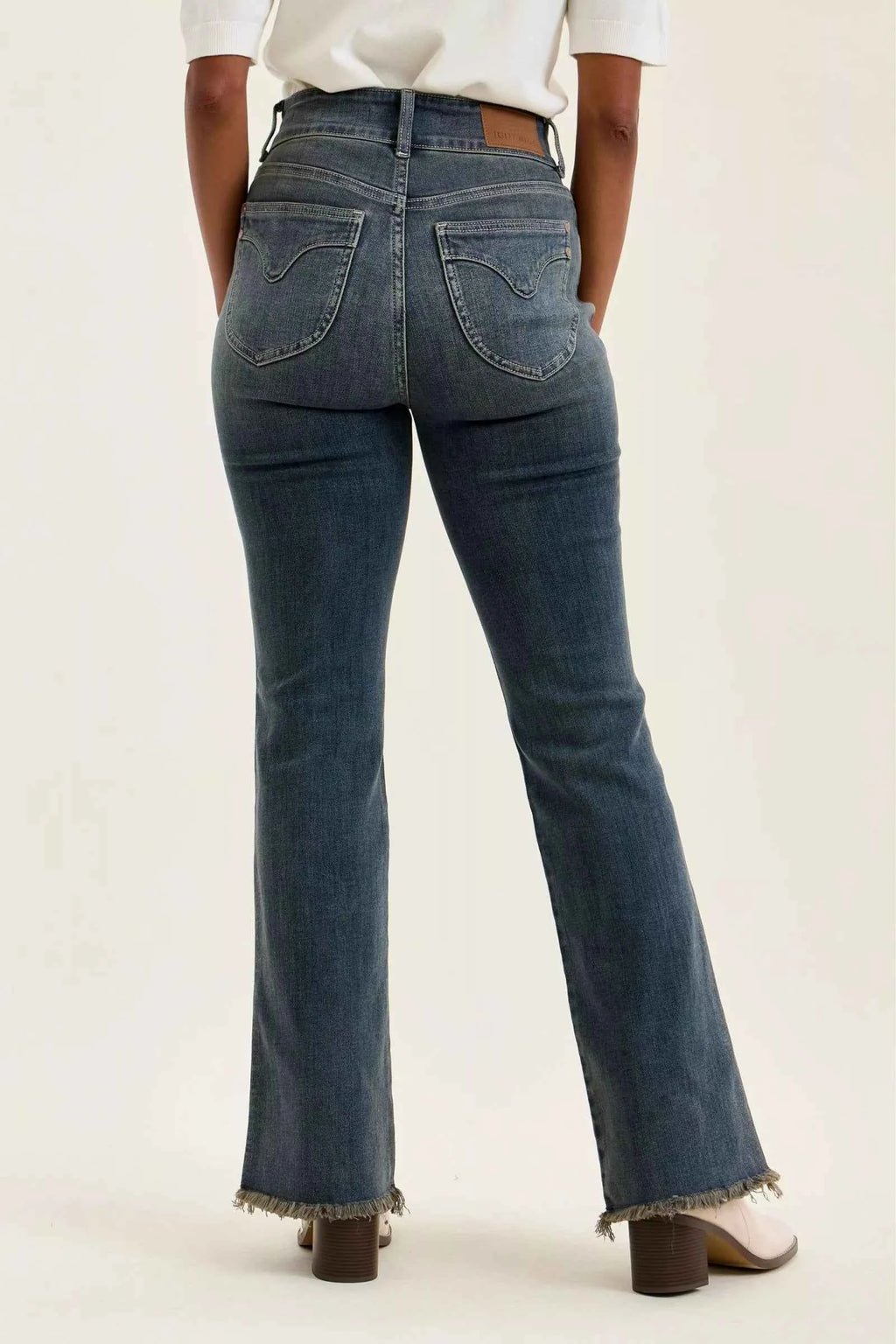 Judy Blue High Waist Double Button Frayed Hem Jeans