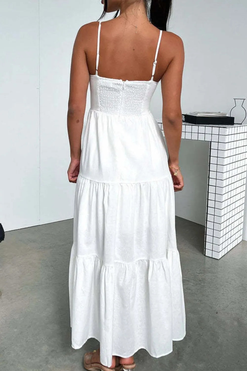 Cut-Out Tiered Dress with Spaghetti Straps by Shopiebay