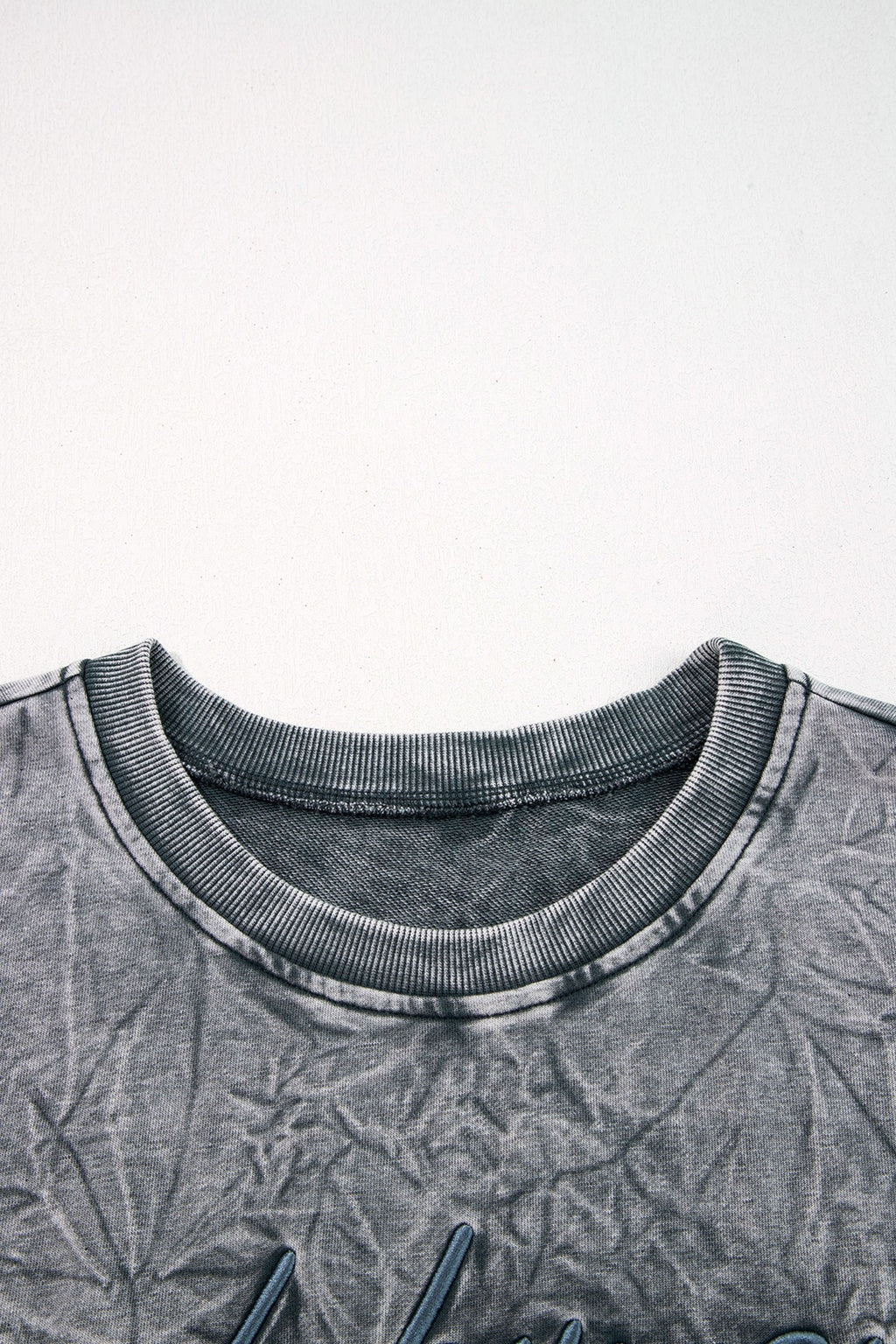 High-rise saved by grace Letter Embroidery Mineral Wash Loose Sweatshirt