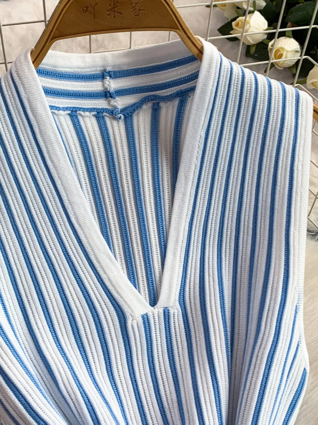 Striped Sleeveless Midi Dress by Shopiebay