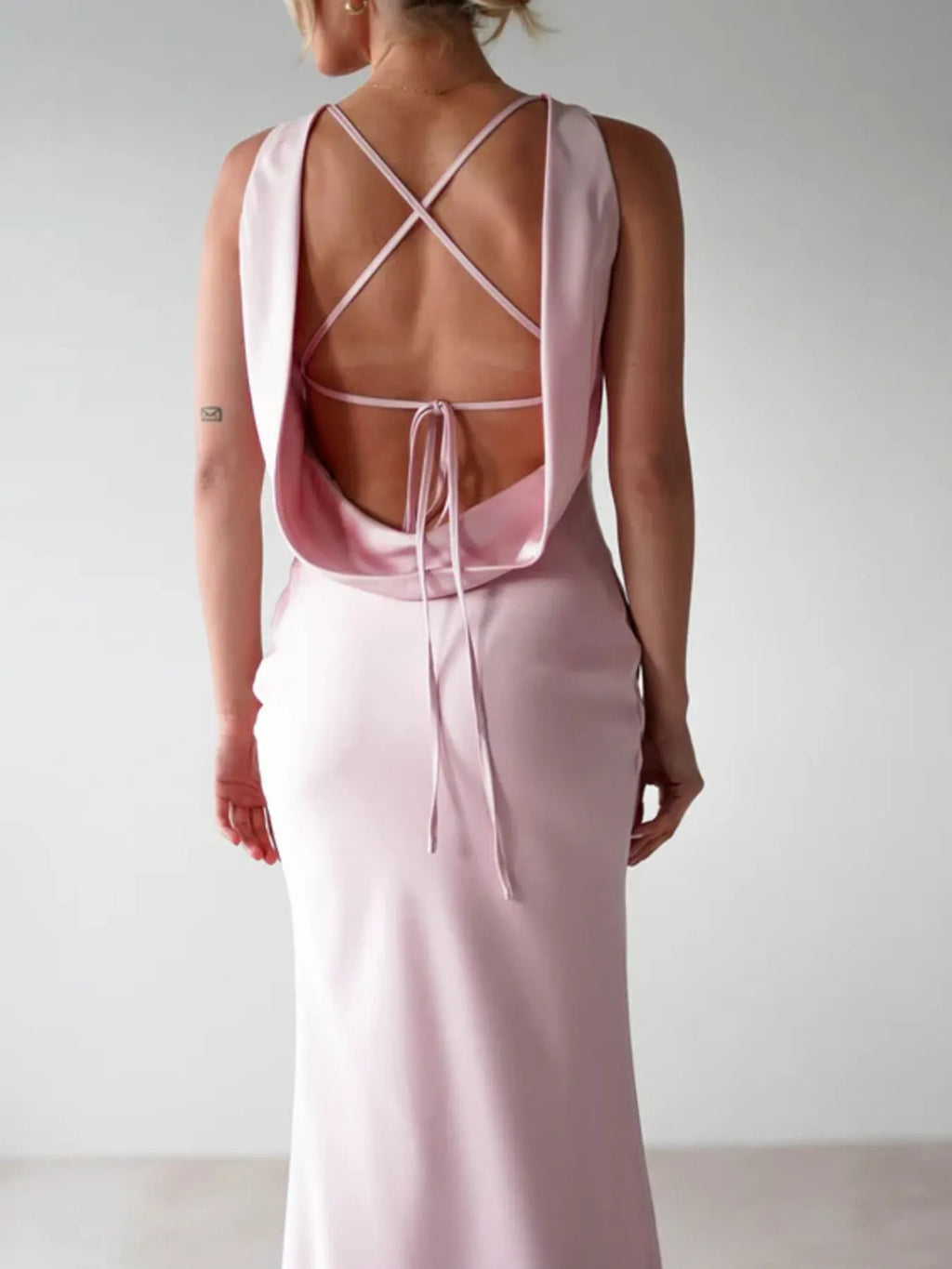Satin Sleeveless Maxi Dress by Shopiebay