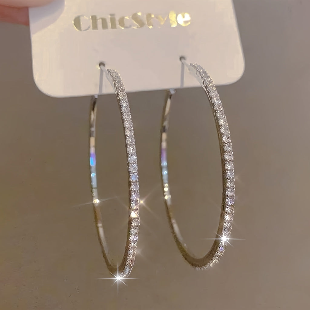 Women's Rhinestone Hoop Earrings – Large Stainless Steel Bling Hoops by DailySale