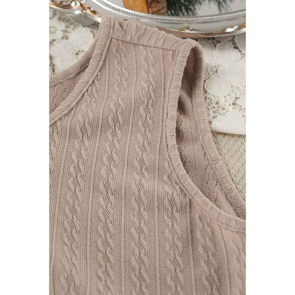 Texture Round Neck Tank, Cardigan and Shorts Set