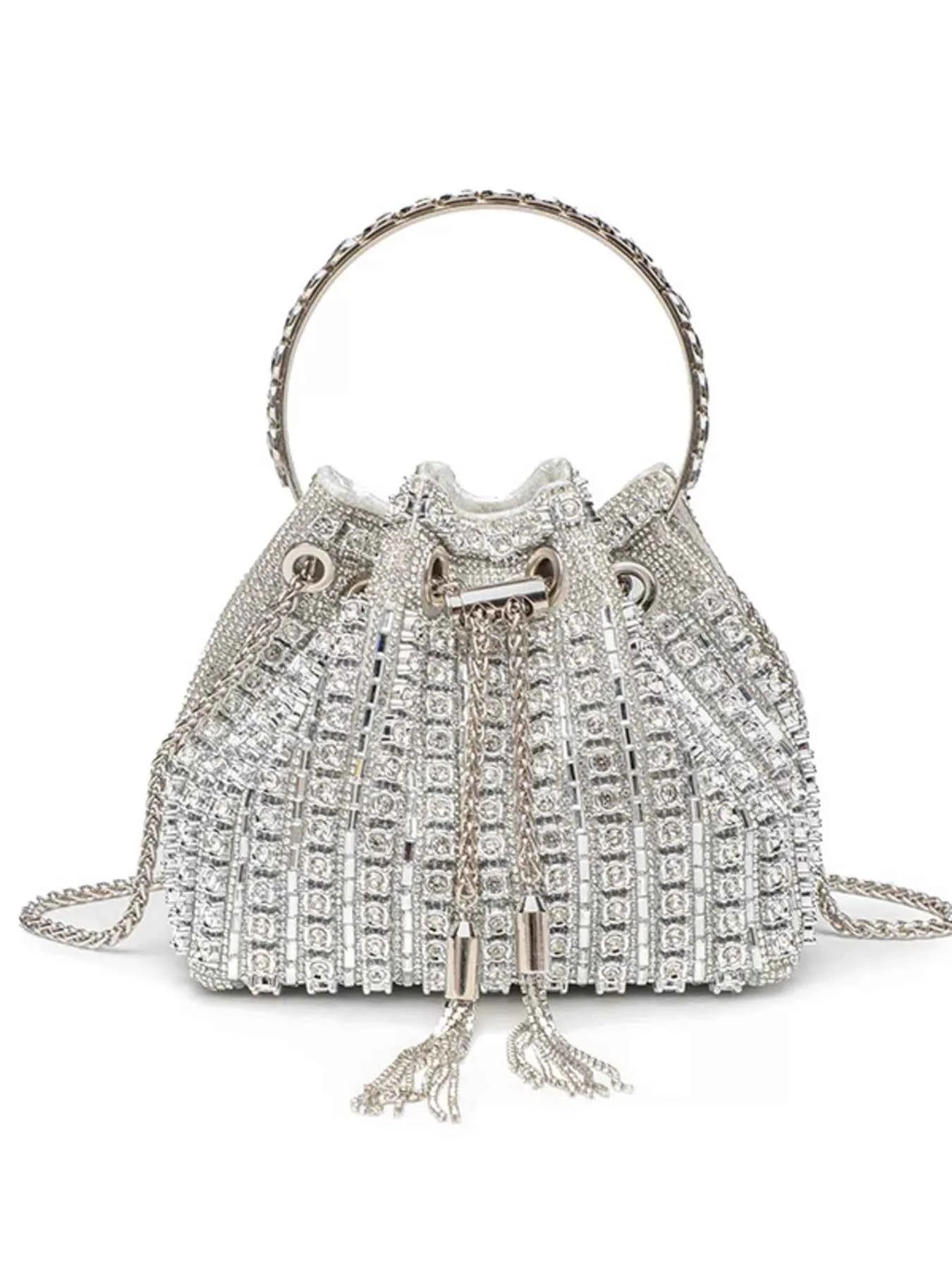 Bucket Style Rhinestone Crossbody Bag